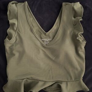 Army green cropped blouse